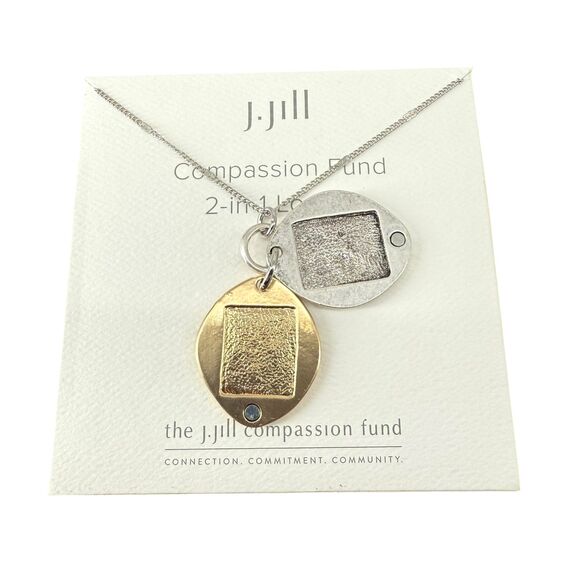 J. Jill Floral Locket Necklace 2-in-1 Convertible Silver Gold Tone Compassion NT - Picture 6 of 10